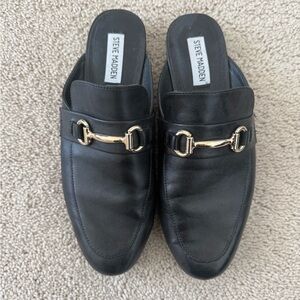 Steve Madden Black Mules with Gold Accent